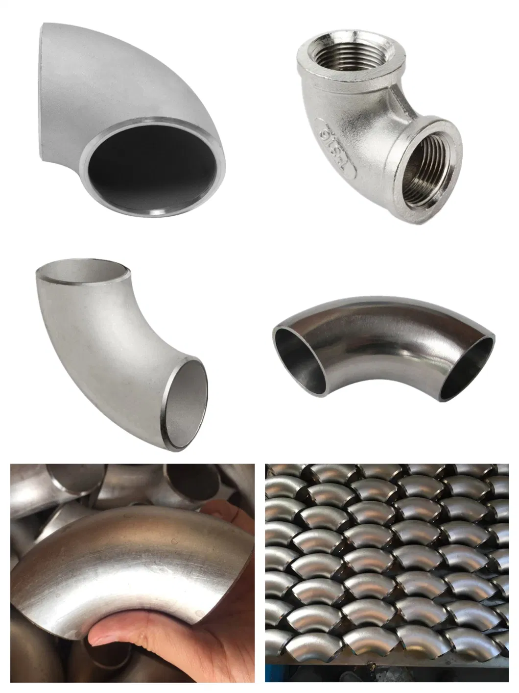 SS304 316 Stainless Steel 90 180 Degree Pipe Fitting Elbow